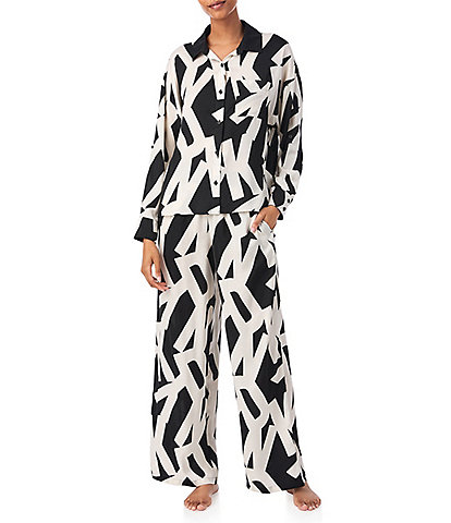 DNKY Large Logo Print Long Sleeve Pant Pajama Set