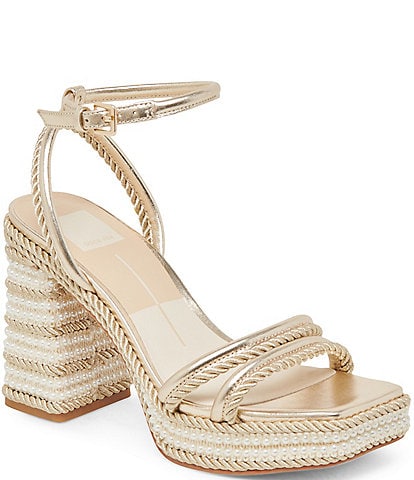 Dolce Vita Agnes Pearl Metallic Ankle Strap Sandals