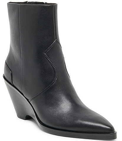 Dolce Vita Ashtin Leather Western Inspired Wedge Booties
