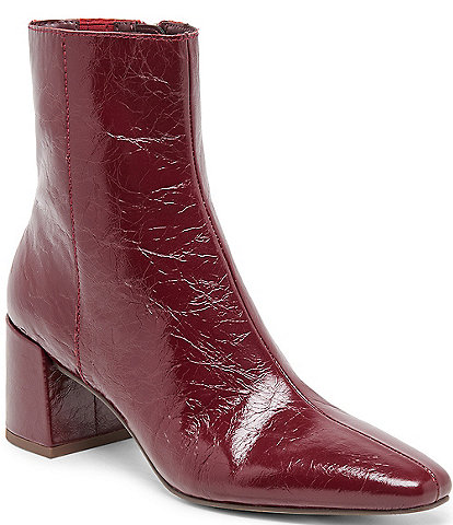 Dolce Vita Bayra Crinkle Patent Leather Block Heel Booties