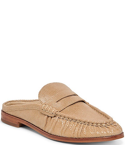 Dolce Vita Betzy Embossed Leather Pleated Loafer Mules