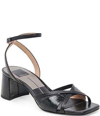 Dolce Vita Blakly Crinkle Patent Leather Ankle Strap Dress Sandals