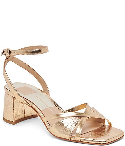 Dolce Vita Blakly Metallic Leather Ankle Strap Dress Sandals