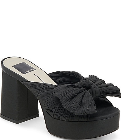 Dolce Vita Blare Pleated Fabric Bow Platform Block Heel Dress Sandals
