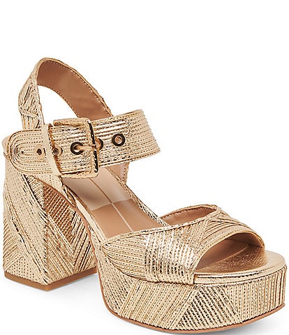 Dolce Vita Bobby Deco Leather Ankle Strap Platform Sandals