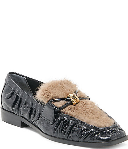 Dolce Vita Bonie Plush Leather Faux Fur Loafers