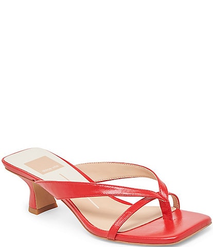 Dolce Vita Brevel Leather Thong Kitten Heel Dress Sandals