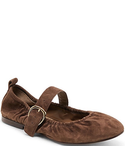 Dolce Vita Caely Ruched Suede Mary Jane Ballet Flats