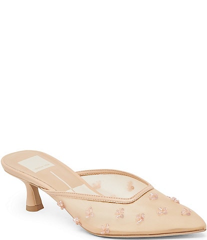 Dolce Vita Clara Embellished Mesh Kitten Heel Mules