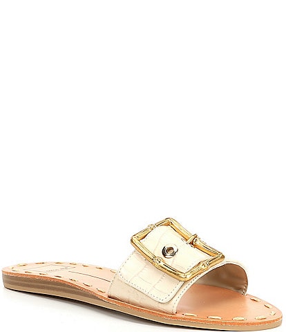 Dolce Vita Dasa Embossed Leather Buckle Detail Sandals