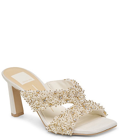 Dolce Vita Gitel Rhinestone Pearl Embellished Dress Sandals