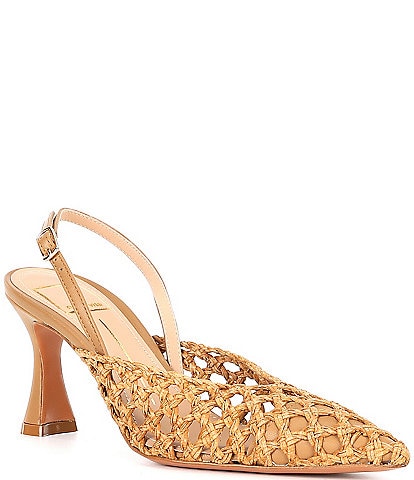 Dolce Vita Gloria Woven Leather Pointed Toe Slingback Pumps