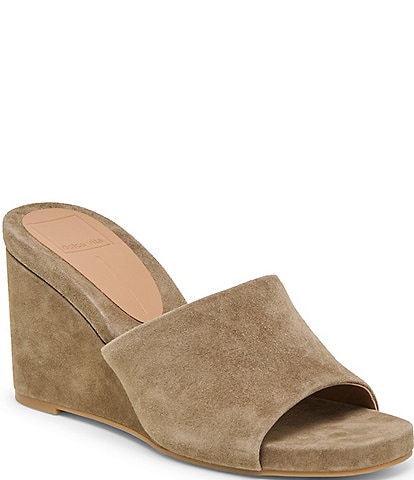 Dolce Vita Holta Suede Dress Platform Wedge Slide Sandals