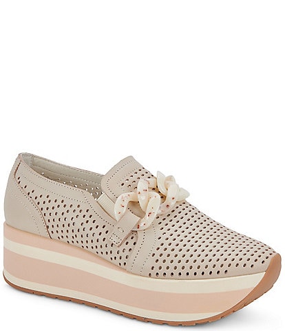 Dolce Vita Jhenee Perforated Suede Chain Detail Platform Loafers