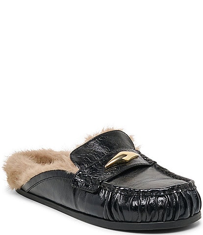 Dolce Vita Jodero Plush Leather Metallic Hardware Mule Loafers