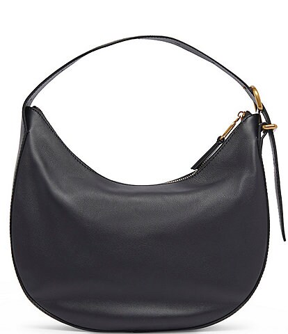 COCCINELLE Distressed Leather Shiny Black Shoulder Hobo Bag