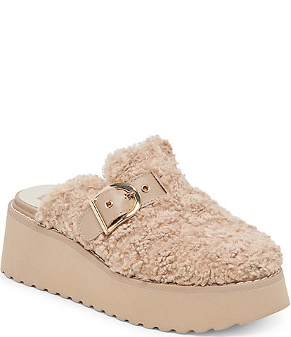 Dolce Vita Lelani Plush Cozy Buckle Detail Platform Mules