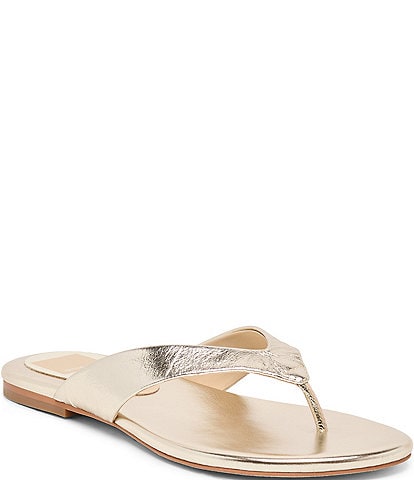 Dolce Vita Linnet Metallic Leather Thong Sandals