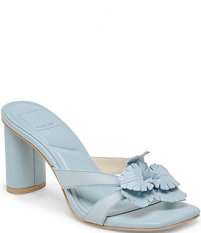Dolce Vita Nikil Leather Flower Kitten Heel Dress Sandals
