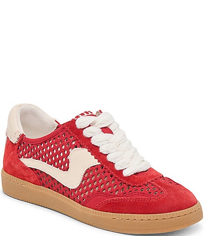Dolce Vita Notice Perforated Retro Suede and Leather Sneakers