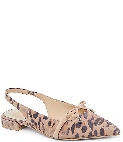 Dolce Vita Payge Suede Leopard Print Slingback Bow Detail Flats
