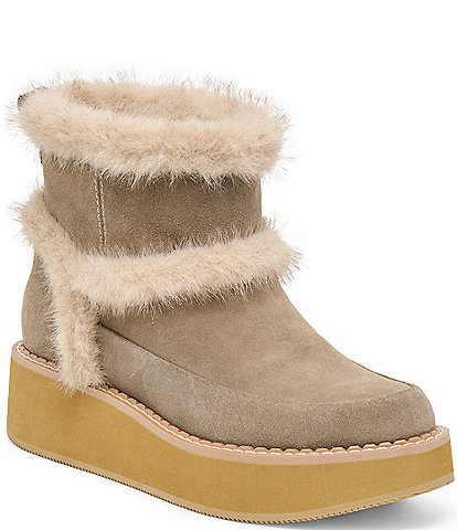 Dolce Vita Pixie Plush H2O Waterproof Suede Faux Fur Platform Booties