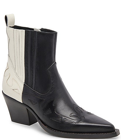 Dolce Vita Ramson Leather Colorblock Point Toe Western Booties