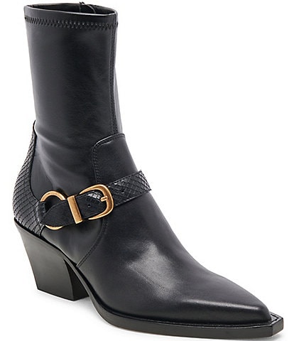 Dolce Vita Rave Leather Buckled Strap Pointed Toe Booties