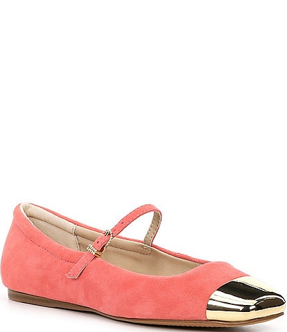 Dolce Vita Reyes Metallic Cap Toe Suede Mary Jane Ballet Flats