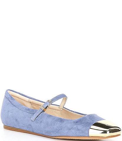 Dolce Vita Reyes Metallic Cap Toe Suede Mary Jane Ballet Flats