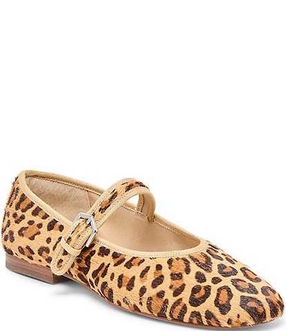 Dolce Vita Roslyn Leopard Print Calf Hair Mary Jane Ballet Flats