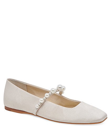 Dolce Vita Roxana Satin Pearl Strap Mary Jane Ballet Flats