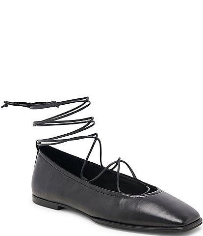 Dolce Vita Ryder Leather Ankle Lace Up Ballet Flats