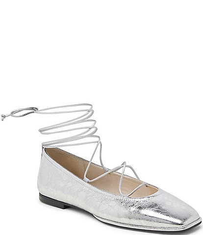 Dolce Vita Ryder Leather Ankle Lace Up Ballet Flats