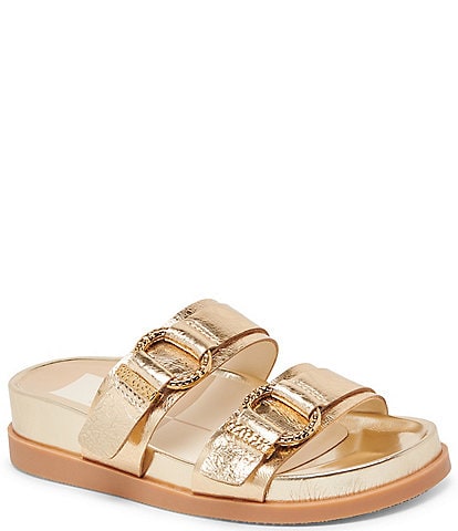 Dolce Vita Soya Leather Buckle Detail Footbed Chunky Sandals