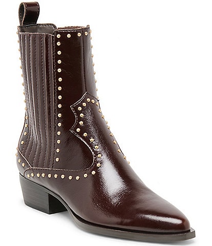 Dolce Vita Thomas Studded Patent Leather Pointed Toe Booties