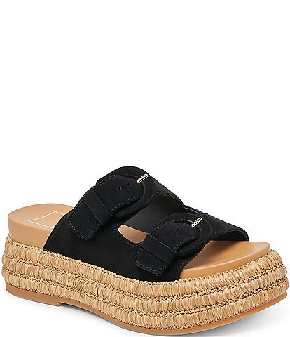 Dolce Vita Witny Suede Platform Buckle Slide Sandals