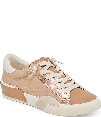 Dolce Vita Zina Embossed Leather Metallic Accent Sneakers