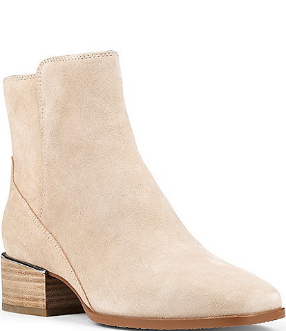 Donald Pliner Azia Suede Crocodile Embossed Leather Detail Booties