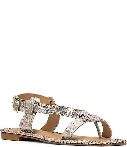 Donald Pliner Eliya Metallic Leather Thong Slingback Sandals