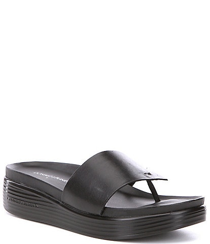 Donald Pliner Fifi Leather Platform Wedge Thong Sandals