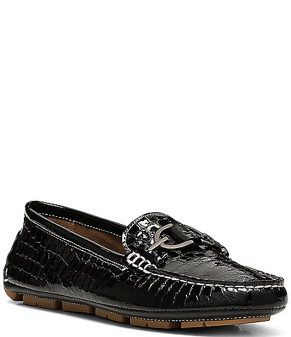 Donald Pliner Giovanna Crocodile Embossed Patent Leather Drivers