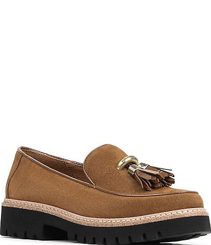 Donald Pliner Hadi Suede Lug Tassel Loafers