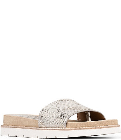 Donald Pliner Joella Metallic Snake Print Thong Slide Sandals