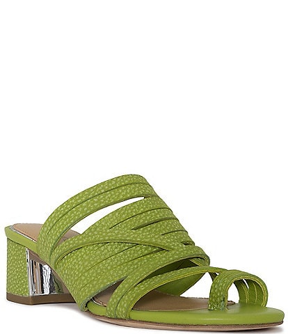 Donald Pliner Marlow Strappy Tumbled Leather Toe Ring Block Heel Sandals