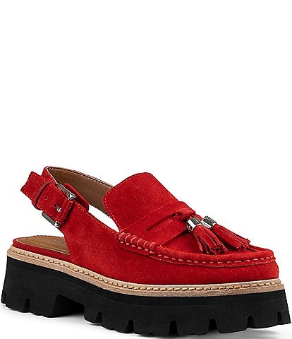 Donald Pliner Marsha Suede Slingback Tassel Loafers