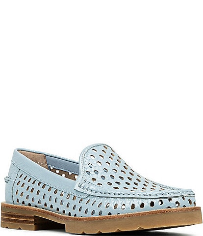 Donald Pliner Ombre Woven Embossed Perforated Crinkle Patent Leather Loafers