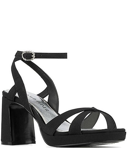  Pheebe Satin Block Heel Dress Sandals