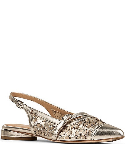 Donald Pliner Rozamay Floral Cut-Out Leather Slingback Flats