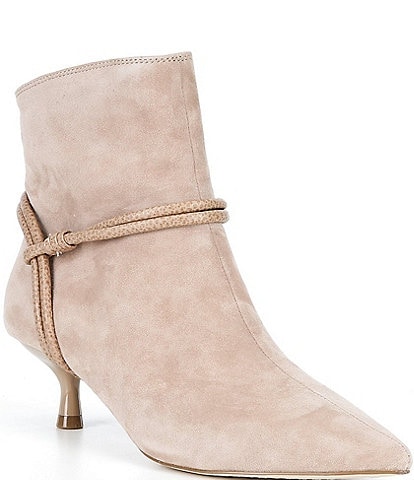 Donald Pliner Saylor Suede Point Toe Kitten Heeled Booties